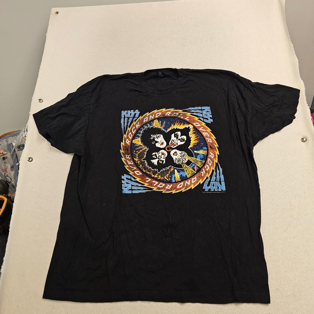 KISS Rock and Roll Over Graphic T-Shirt Mens XXL Black 2014 Tultex Cotton Tee